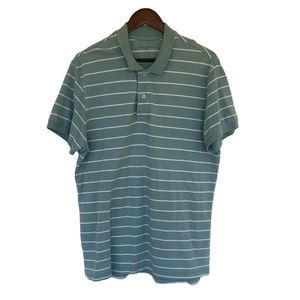 Eddie Bauer Polo Shirt Mens Large Short Sleeve Blue Stripe Casual Cotton